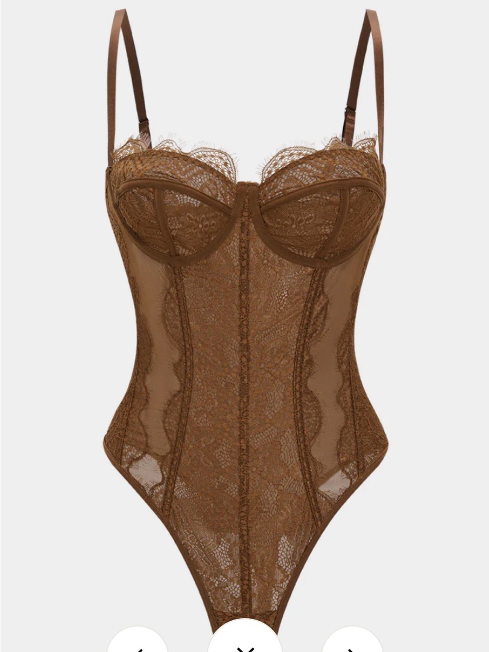 Brown Lace Underwire Shaping Bodysuit